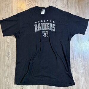 Vintage Y2K NFL Oakland Raiders T Shirt Men's Size 2XL Black Pro Player Cotton